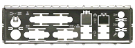 Ports panel on a desktop PC's case through which the motherboards ports appear