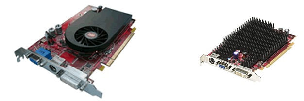 Graphics cards - fan-cooled (left) and passive-cooled