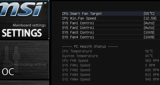 msi motherboard control fan speed