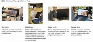 The usage modes of the Lenovo Yoga range of laptops-cum-tablets