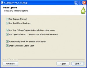 CCleaner enables Intelligent Cookie Scan during installation - setting only available during installation