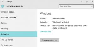 Showing the “digital entitlement” confirmation that Windows 10 provides after being upgraded to from Windows 7 SP1 or 8.1
