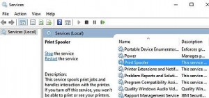 Controlling the Print Spooler service in Windows 10