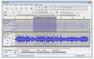 Free Audacity sound editor running on Windows