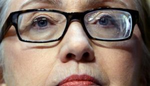 Hillary Clinton, not made-over, wearing prescription glasses 