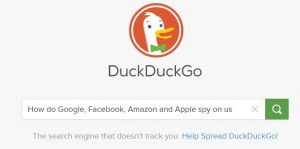 Showing Duckduckgo search engine's home page