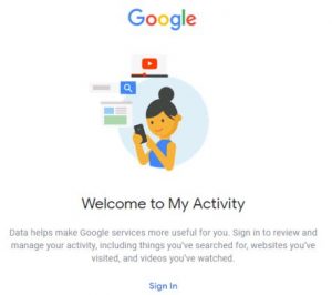 Google My Activity login page