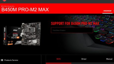 MSI BIOs Support page